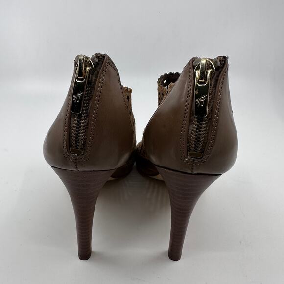 Marc Fisher Peddle Perforated Heels Womens 5.5M Brown Open Toe Back Zip Designer - Picture 5 of 10